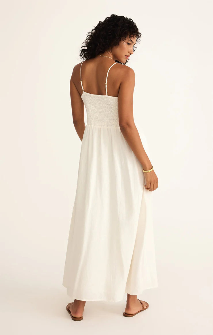 Z SUPPLY Bayside Linen Maxi Dress in white 