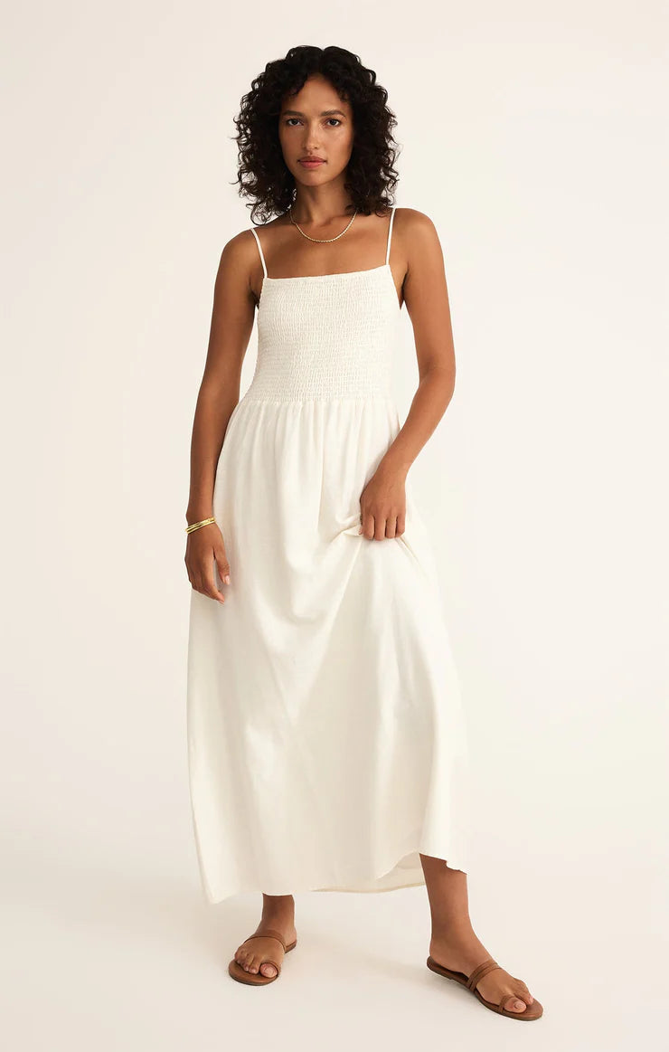Z SUPPLY Bayside Linen Maxi Dress in white 