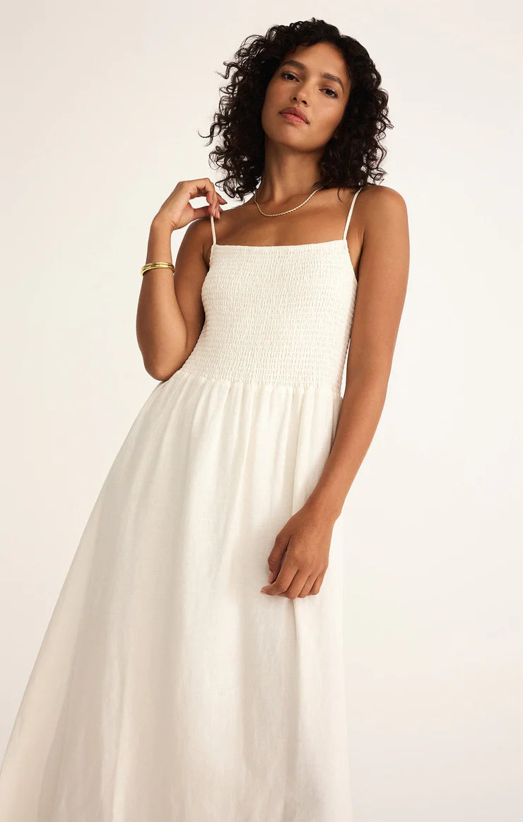 Z SUPPLY Bayside Linen Maxi Dress in white 