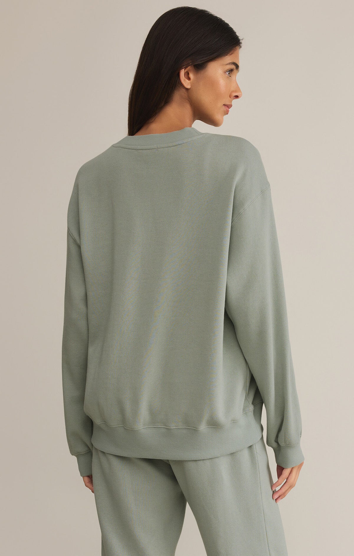 Z SUPPLY Boyfriend Sweatshirt in sage green-back