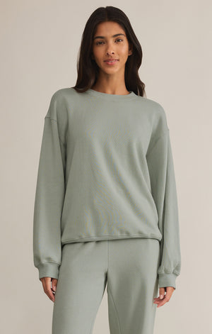 Z SUPPLY Boyfriend Sweatshirt in sage green-front