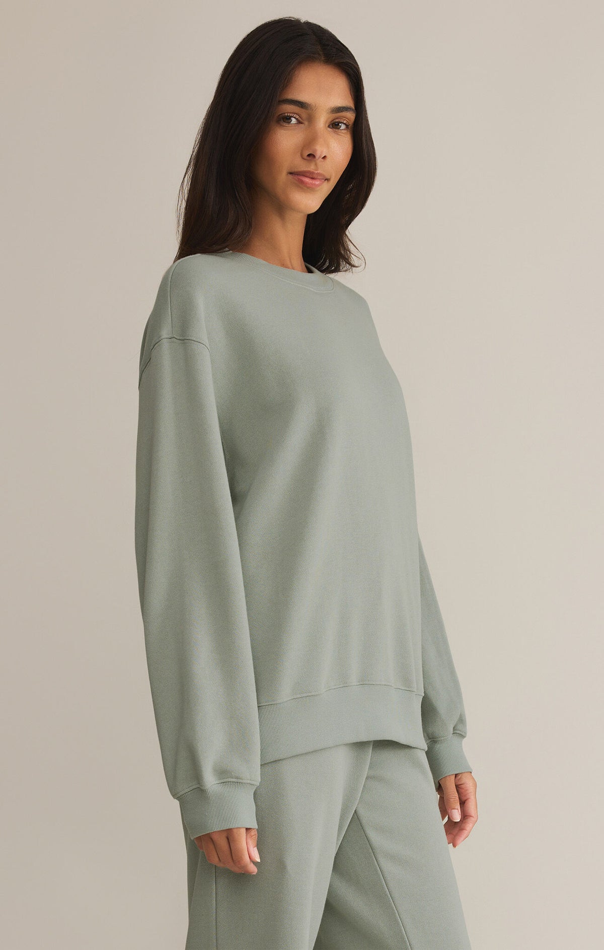 Z SUPPLY Boyfriend Sweatshirt in sage green-side