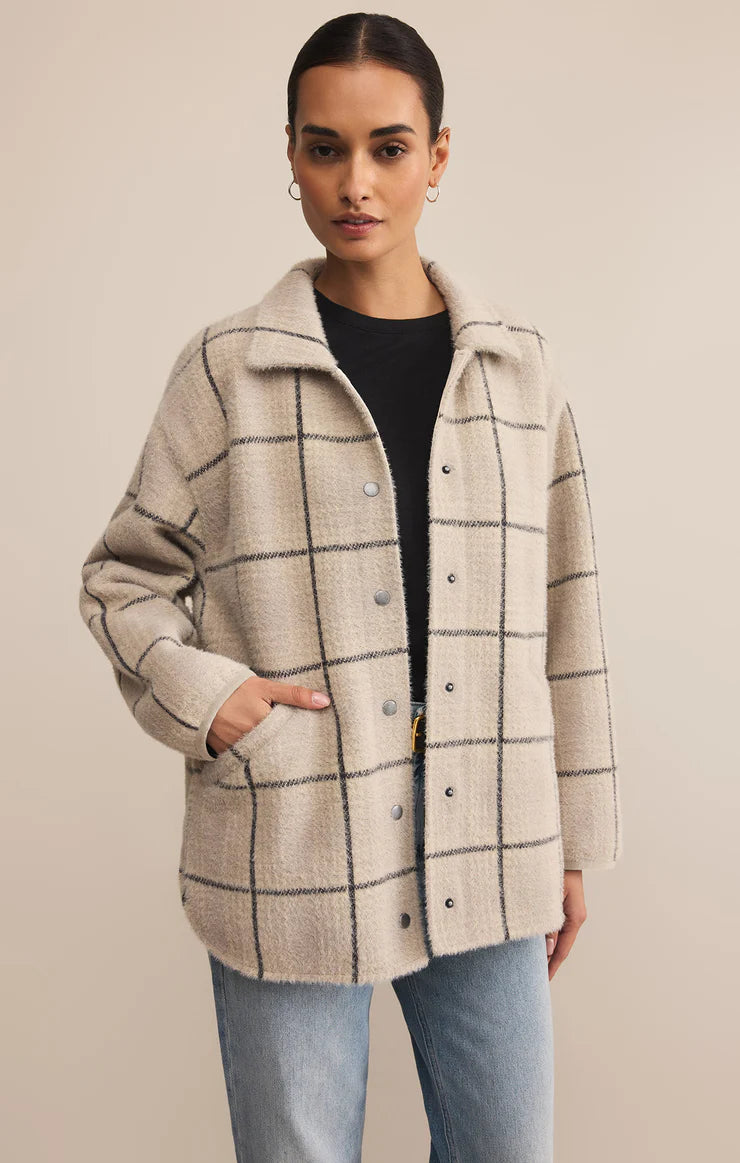 Z SUPPLY Bronx Plaid Sweater Knit Jacket