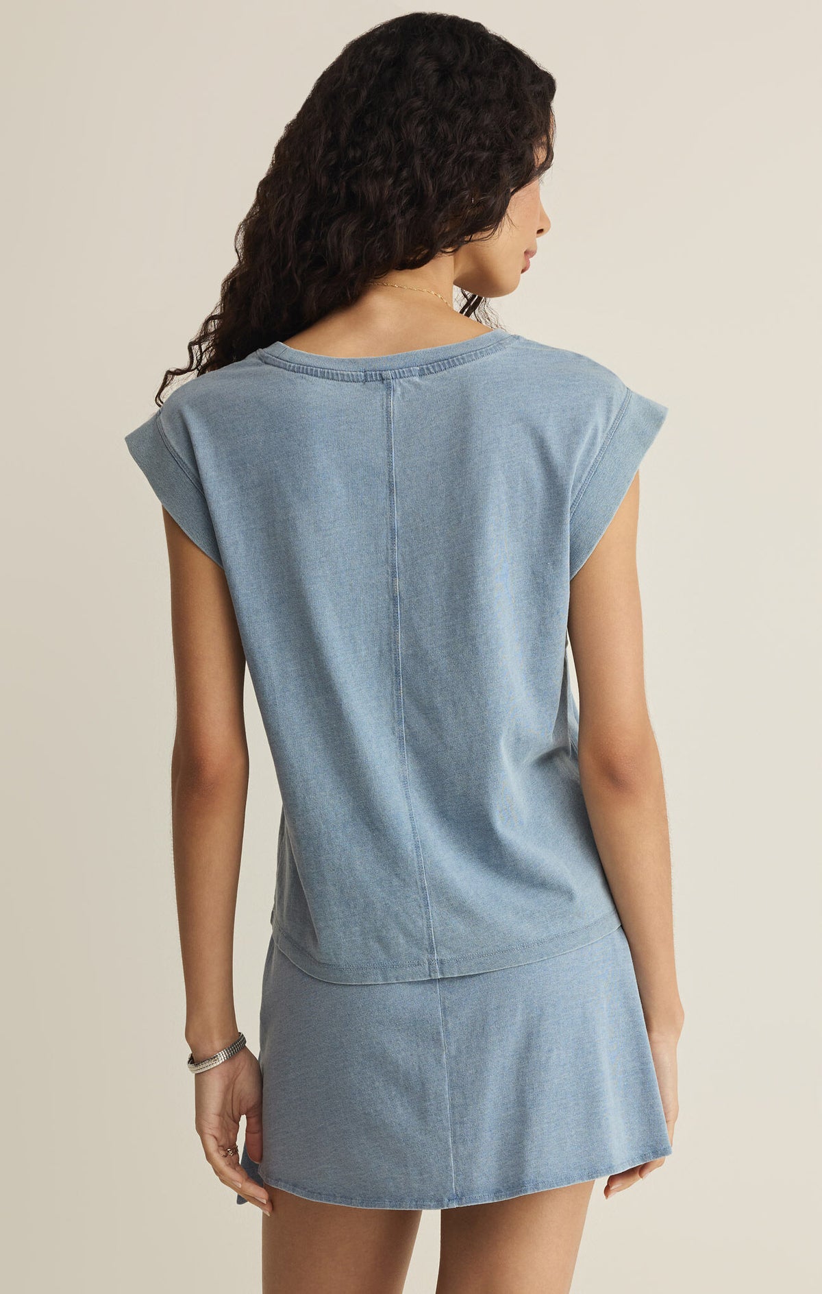 Z SUPPLY Camino Cotton Jersey Denim Tee ocean air indigo