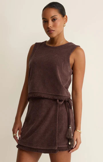 Z SUPPLY Canopy Wrap Skirt chocolate cherry