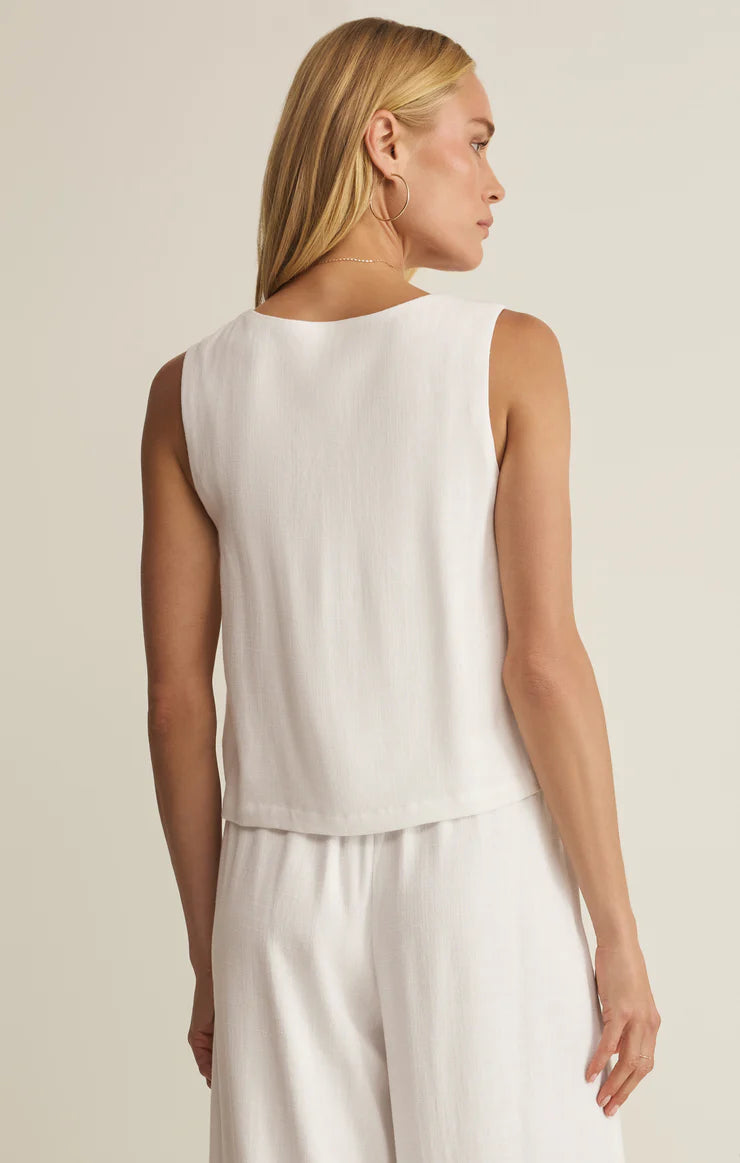Z SUPPLY Charli Cropped Linen Tank white 