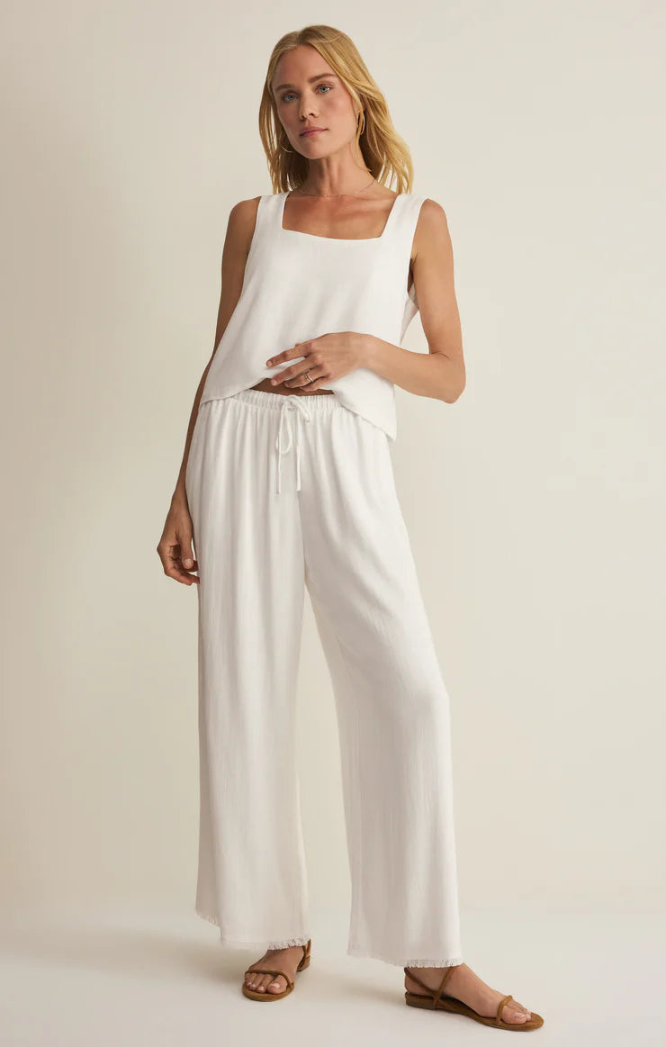 Z SUPPLY Charli Cropped Linen Tank white 