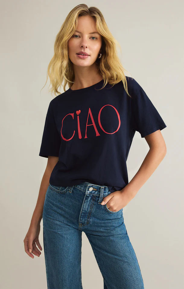 Z SUPPLY Ciao Boyfriend Tee in eclipse-front