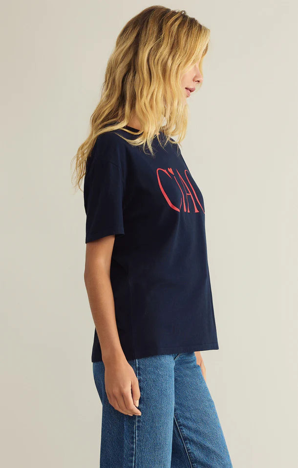 Z SUPPLY Ciao Boyfriend Tee in eclipse-side