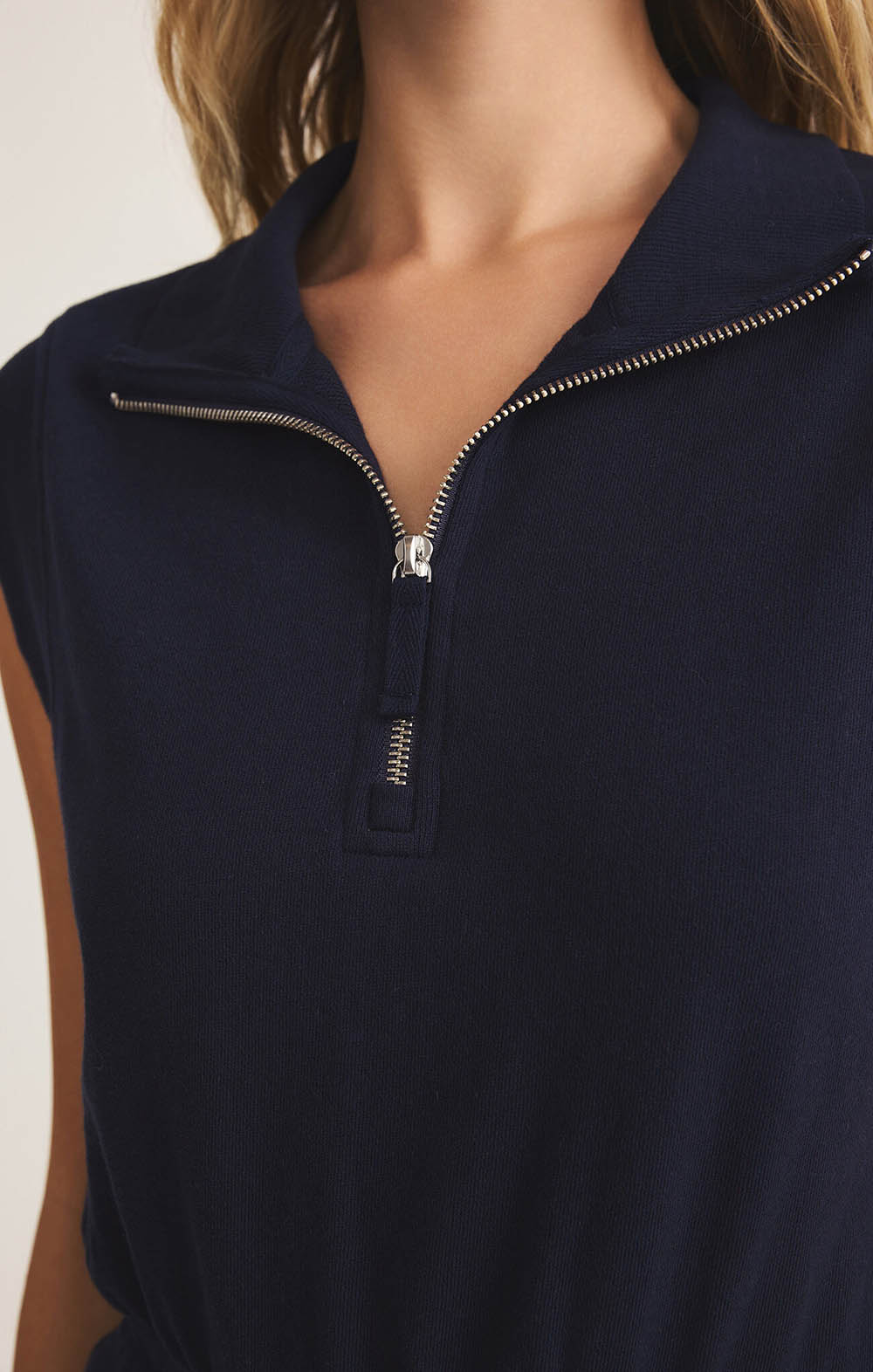 Z SUPPLY Club Quarter-Zip Active Mini Dress Eclipse