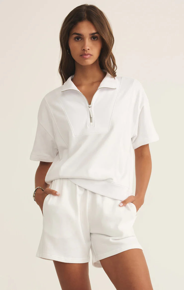 Z SUPPLY Club Polo Sweatshirt in white 