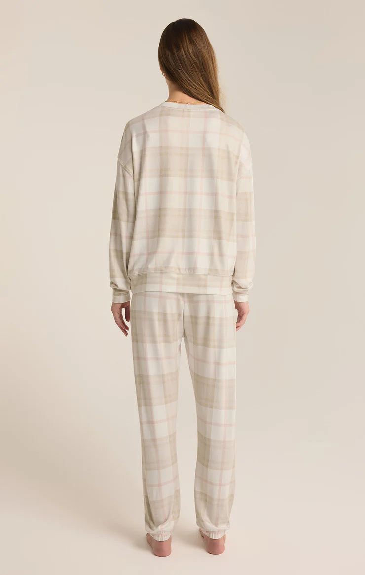 Z SUPPLY Cozy Plaid PJ Set in sea salt-back