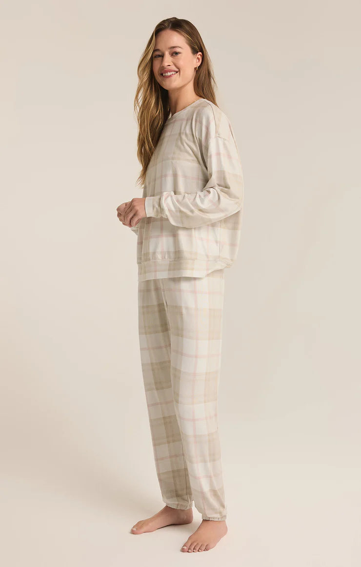 Z SUPPLY Cozy Plaid PJ Set in sea salt-side