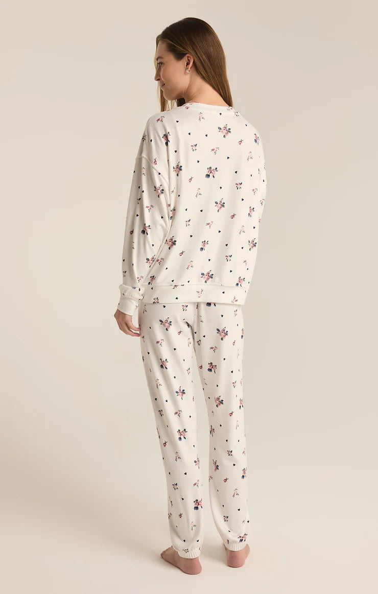 Z SUPPLY Cozy Rosebud PJ Set in sea salt-back