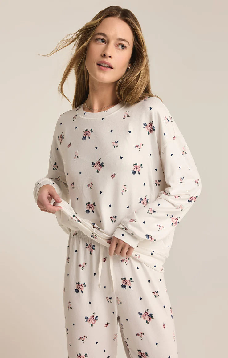 Z SUPPLY Cozy Rosebud PJ Set in sea salt-front