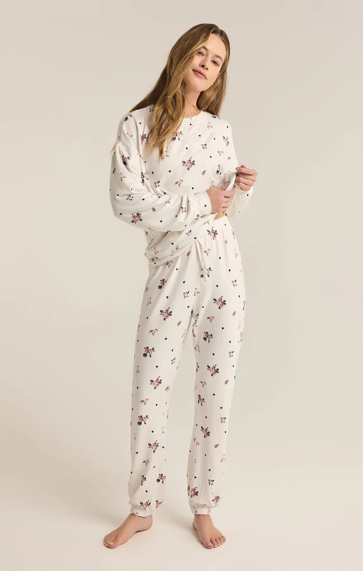 Z SUPPLY Cozy Rosebud PJ Set in sea salt-front