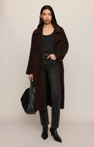 Z SUPPLY Crosby Plaid Cocoon Coat dark chocolate