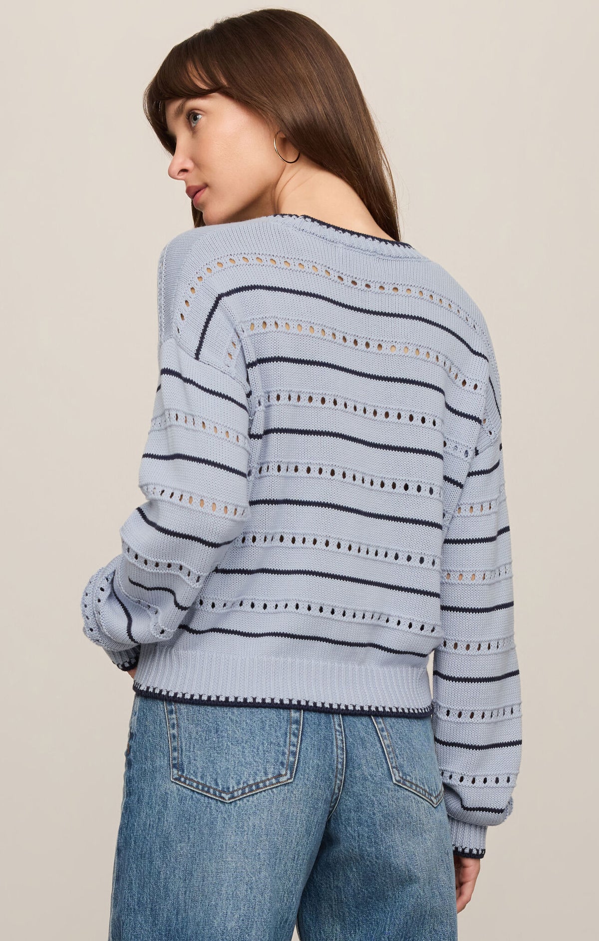 Z SUPPLY Darby Stripe Pointelle Sweater skyline 