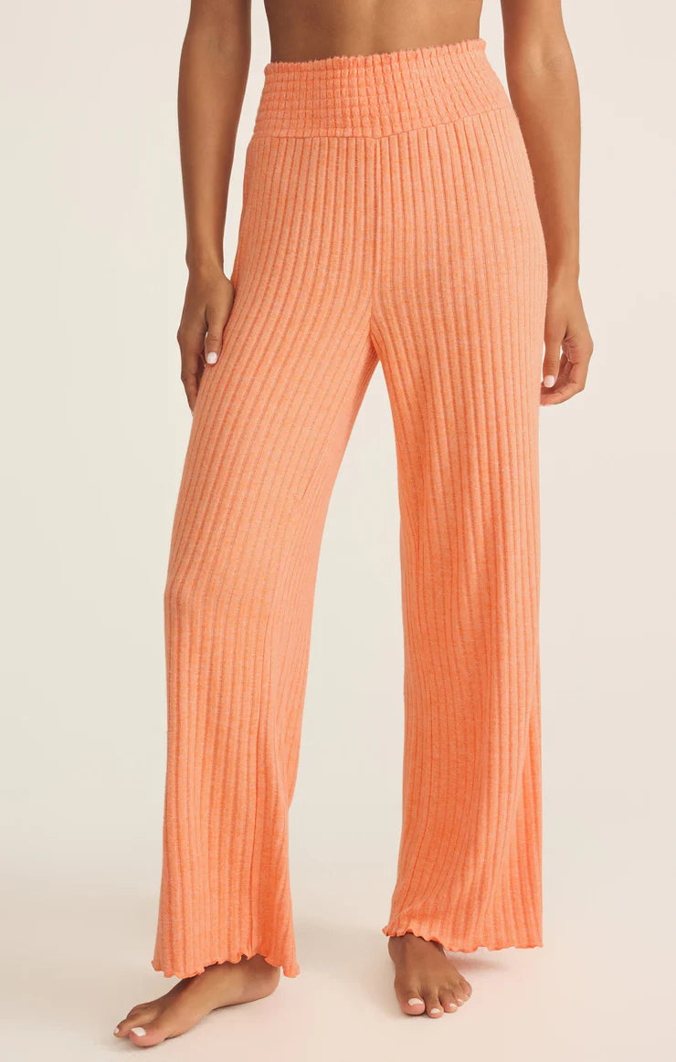 Z SUPPLY Dawn Smocked Rib Pant in malibu orange