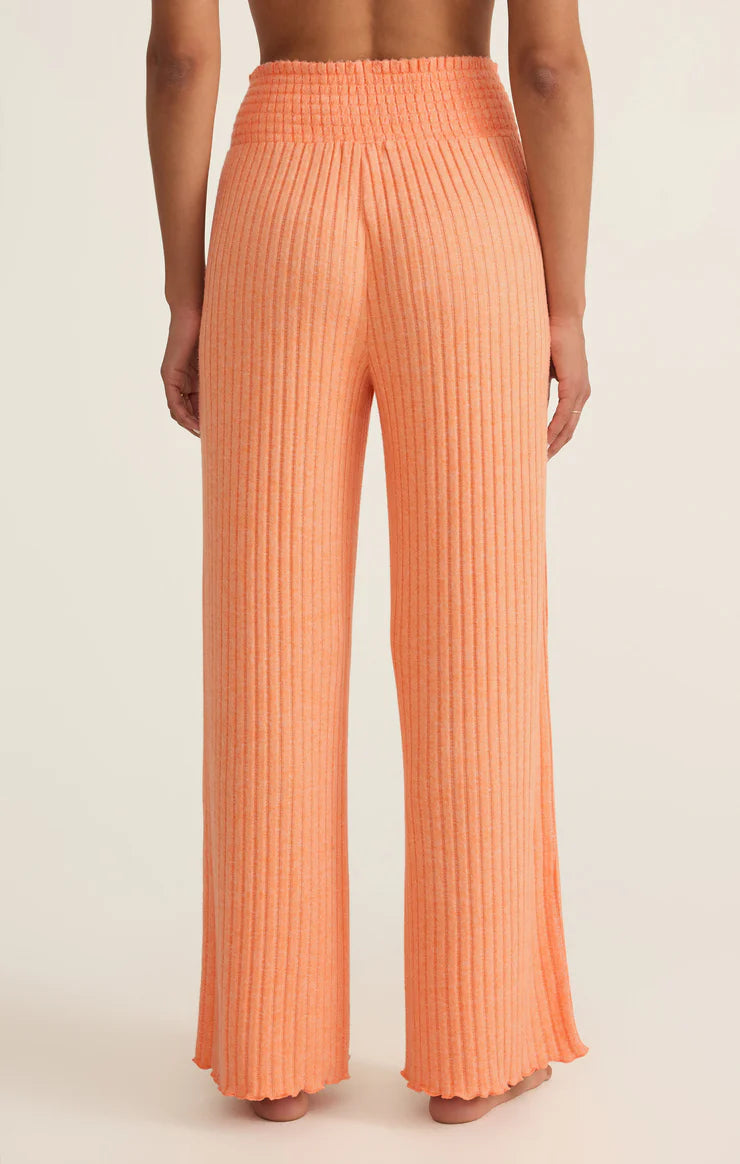 Z SUPPLY Dawn Smocked Rib Pant in malibu orange