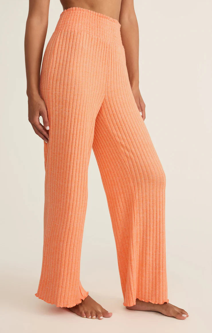 Z SUPPLY Dawn Smocked Rib Pant in malibu orange