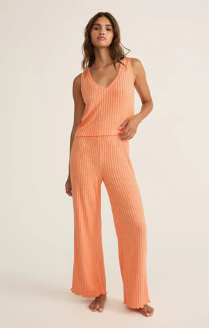 Z SUPPLY Dawn Smocked Rib Pant in malibu orange