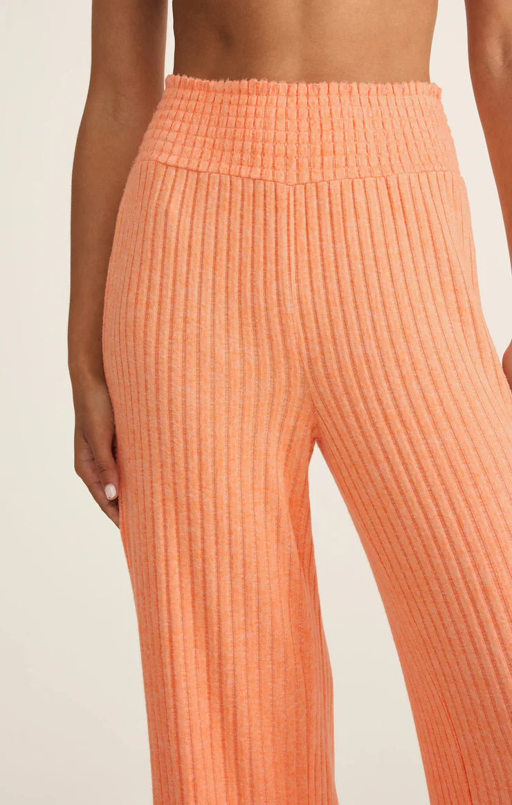 Z SUPPLY Dawn Smocked Rib Pant in malibu orange