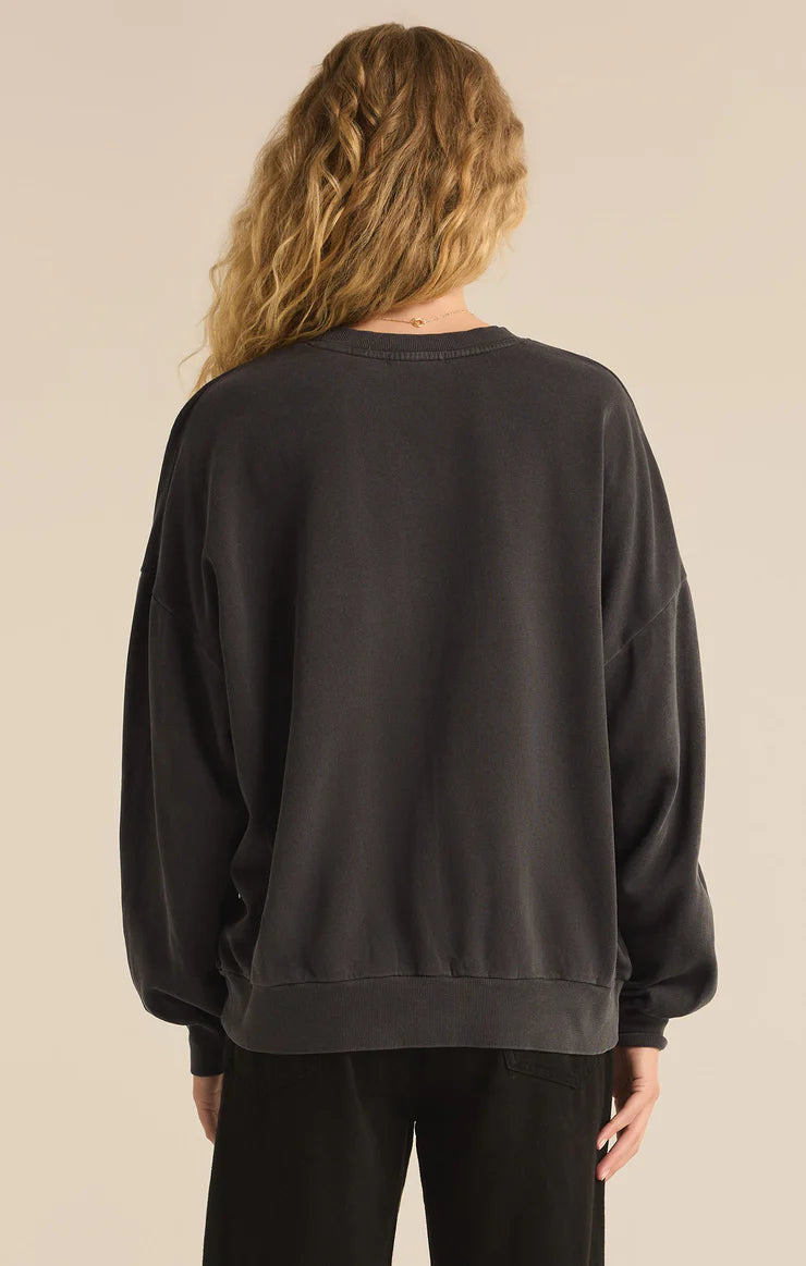 Z SUPPLY Dreams Sunday Sweatshirt in black sand-back