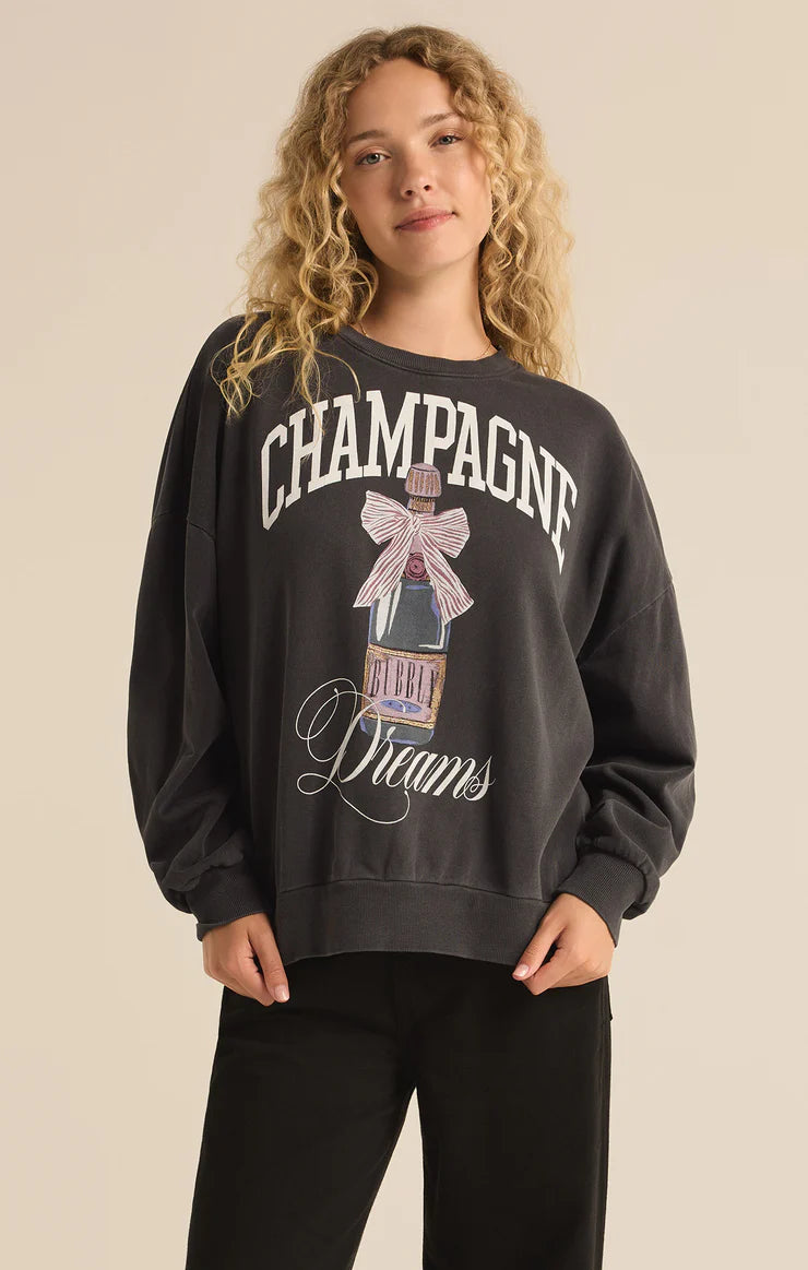 Z SUPPLY Dreams Sunday Sweatshirt in black sand-front