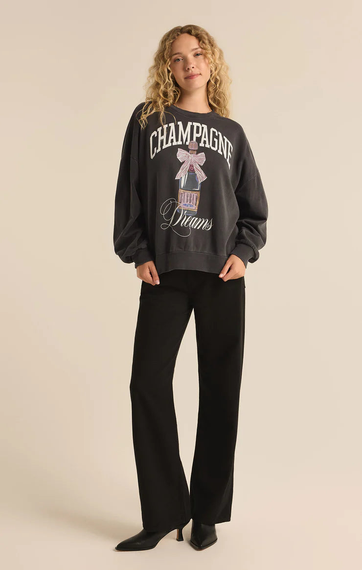 Z SUPPLY Dreams Sunday Sweatshirt in black sand-front