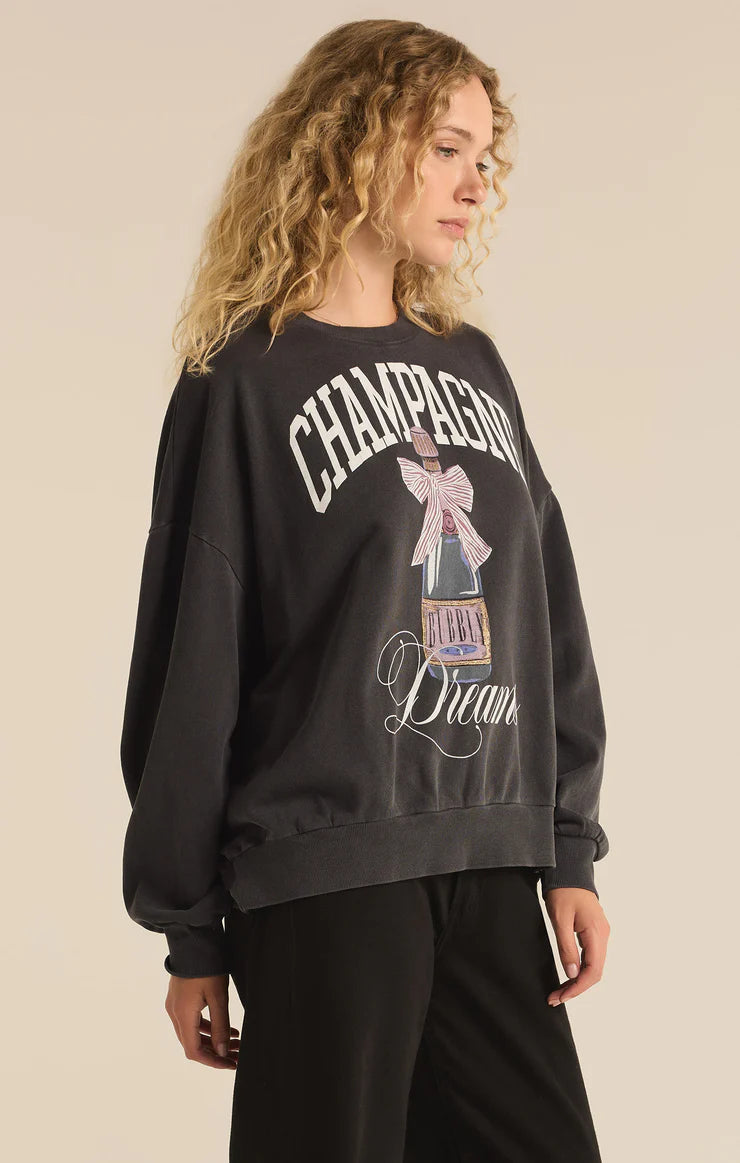 Z SUPPLY Dreams Sunday Sweatshirt in black sand-side