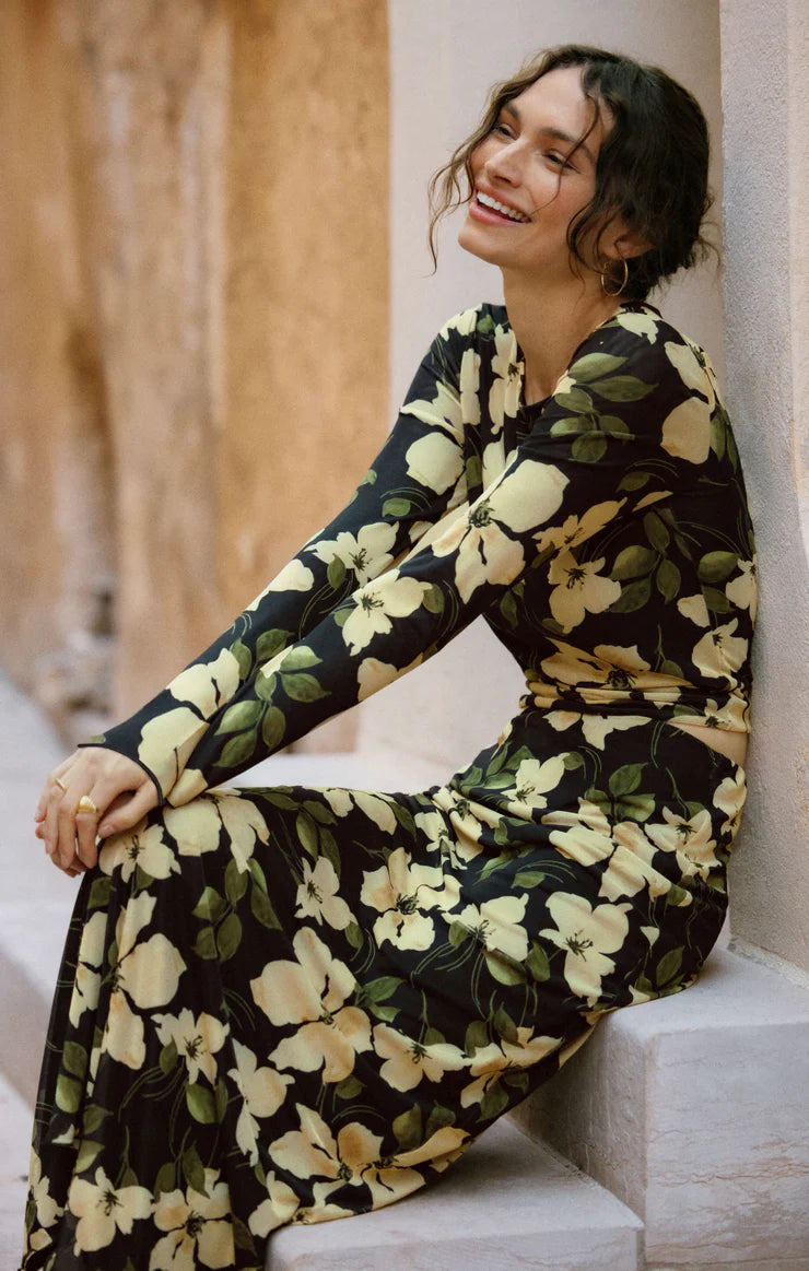 Z SUPPLY Eda Ren Floral Mesh Midi Skirt sunnyside 