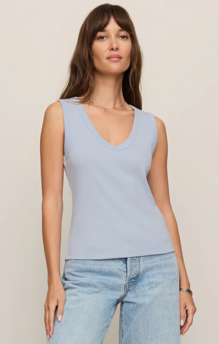 Z SUPPLY Ellie Rib V-Neck Tank skyline 