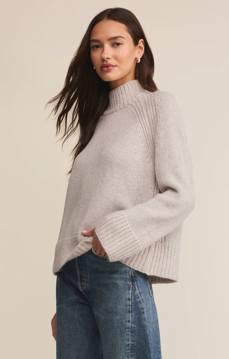 Z SUPPLY Emerge Mock Neck Sweater in turtle dove
