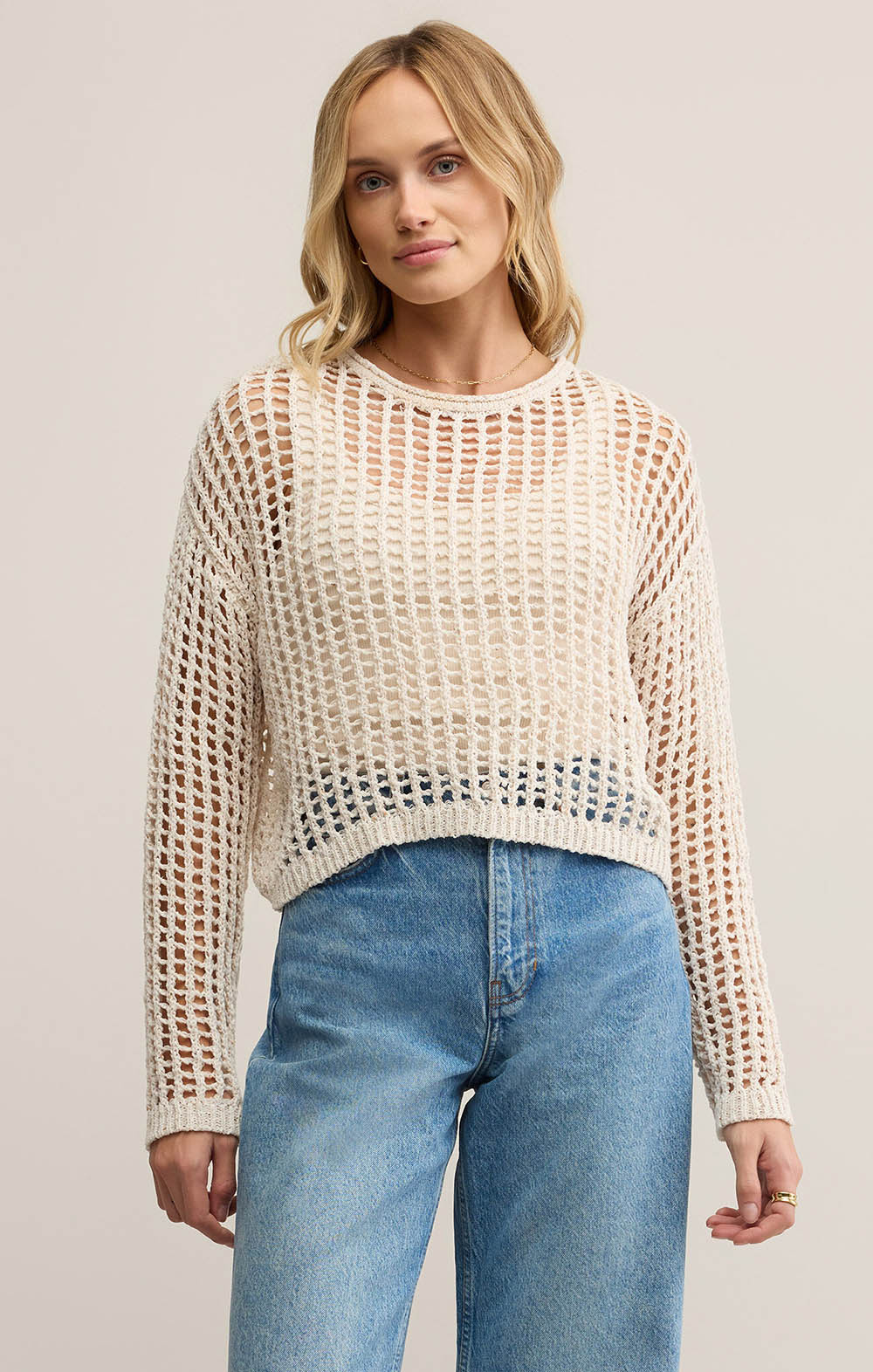 Z SUPPLY Felix Open Knit Sweater Crystal