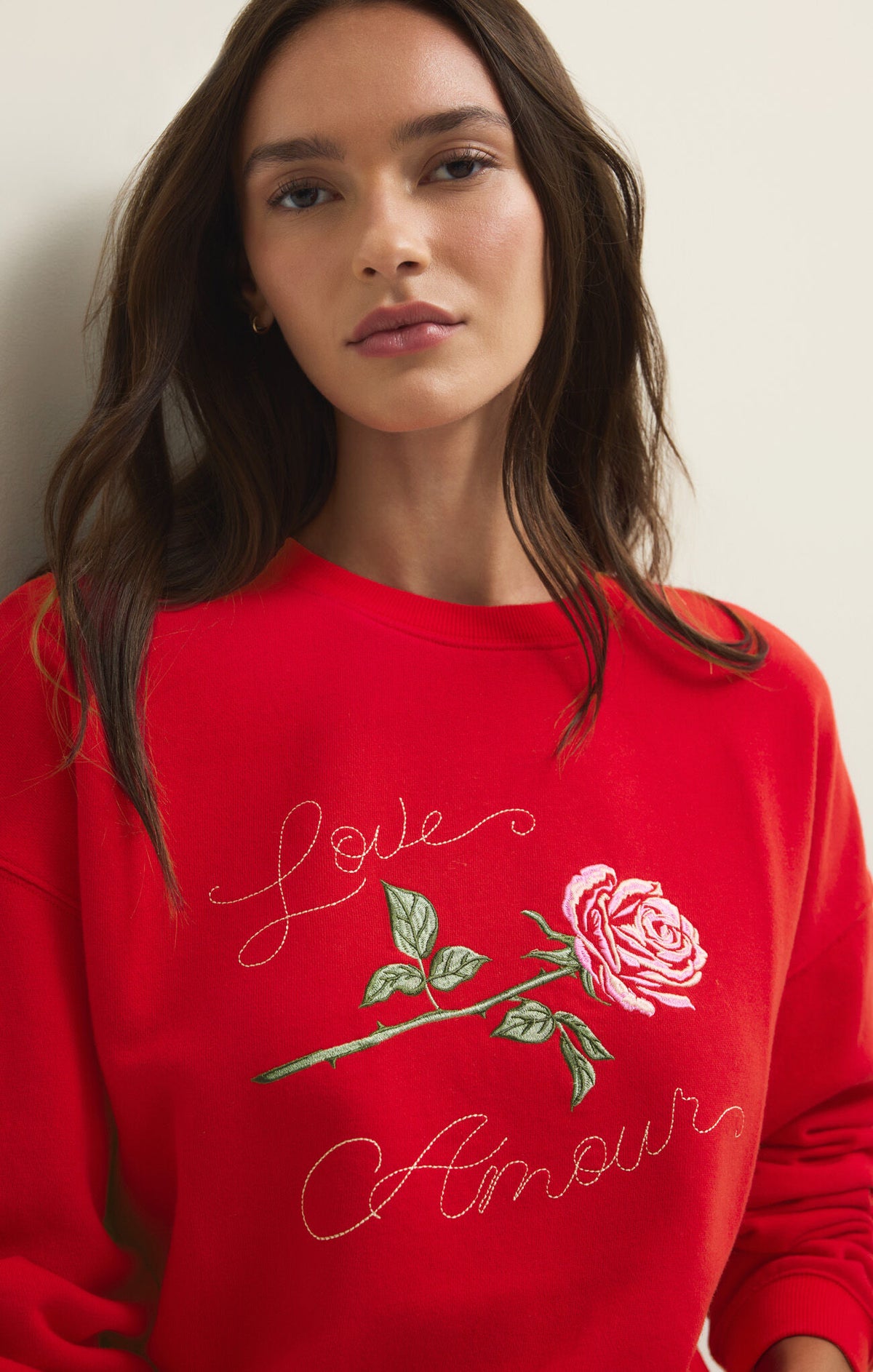 Z SUPPLY First Date Sweatshirt kiss me red