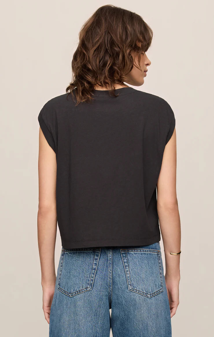 Z SUPPLY Flex Cropped Muscle Tee ash black 