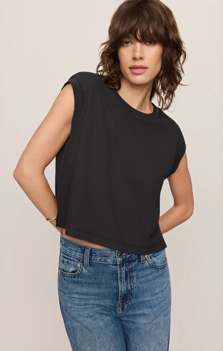 Z SUPPLY Flex Cropped Muscle Tee ash black 