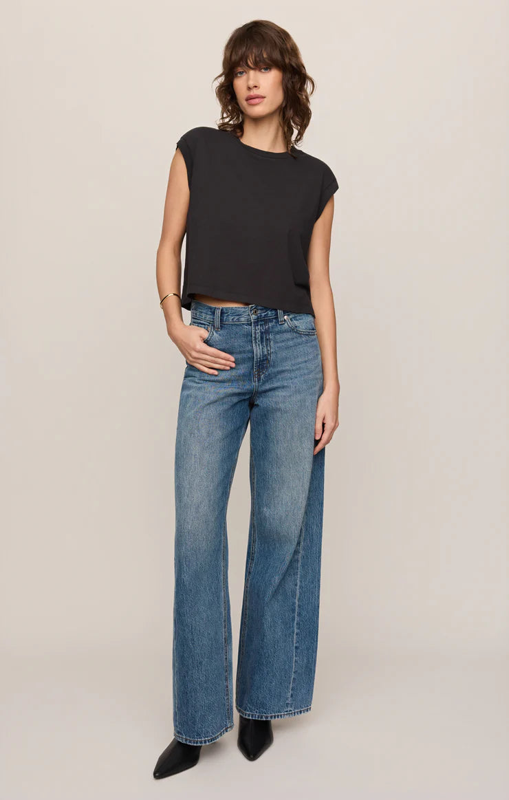 Z SUPPLY Flex Cropped Muscle Tee ash black 