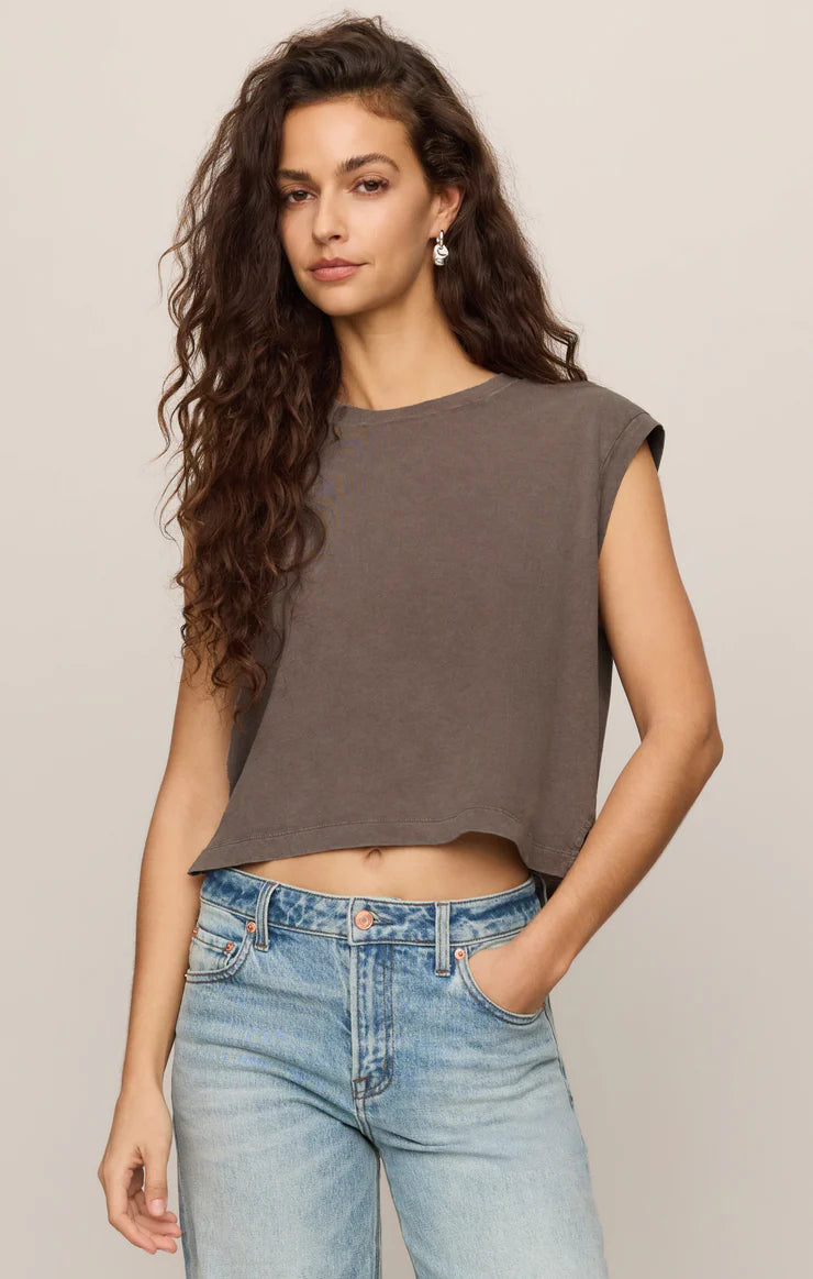 Z SUPPLY Flex Cropped Muscle Tee pebbled coast
