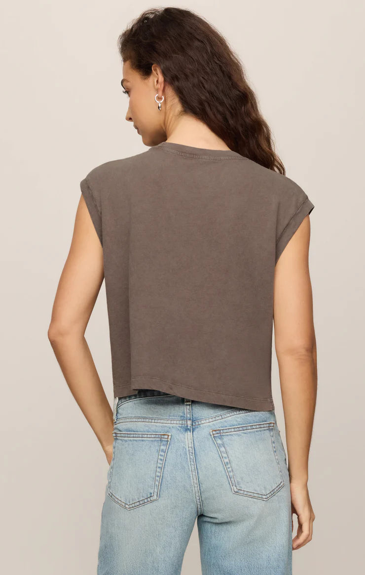 Z SUPPLY Flex Cropped Muscle Tee pebbled coast