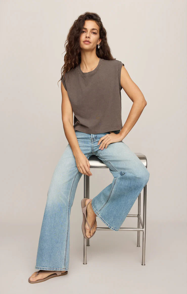 Z SUPPLY Flex Cropped Muscle Tee pebbled coast