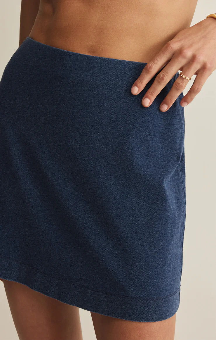 Z SUPPLY Gail Jersey Denim Mini Skirt indigo