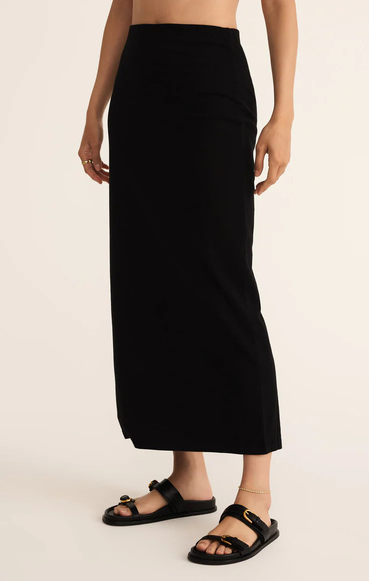 Z SUPPLY Gail Midi Skirt in true black 