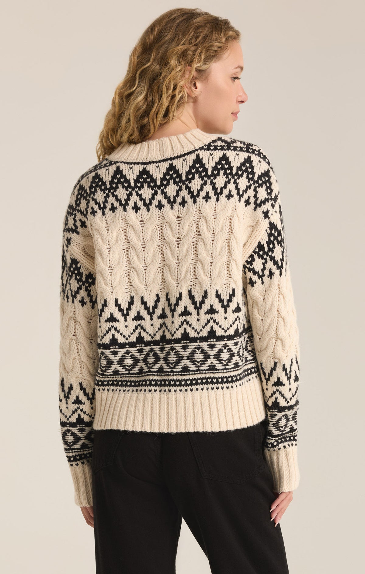 Z SUPPLY Garland Fairisle Sweater in sea salt-back