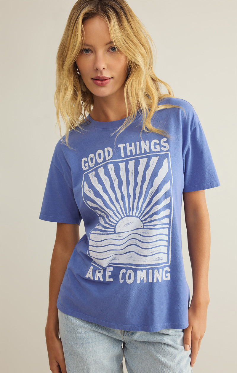 Z SUPPLY Good Things Boyfriend Tee in sky blue-front