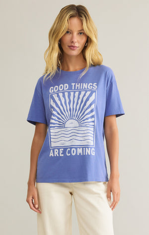 Z SUPPLY Good Things Boyfriend Tee in sky blue-front