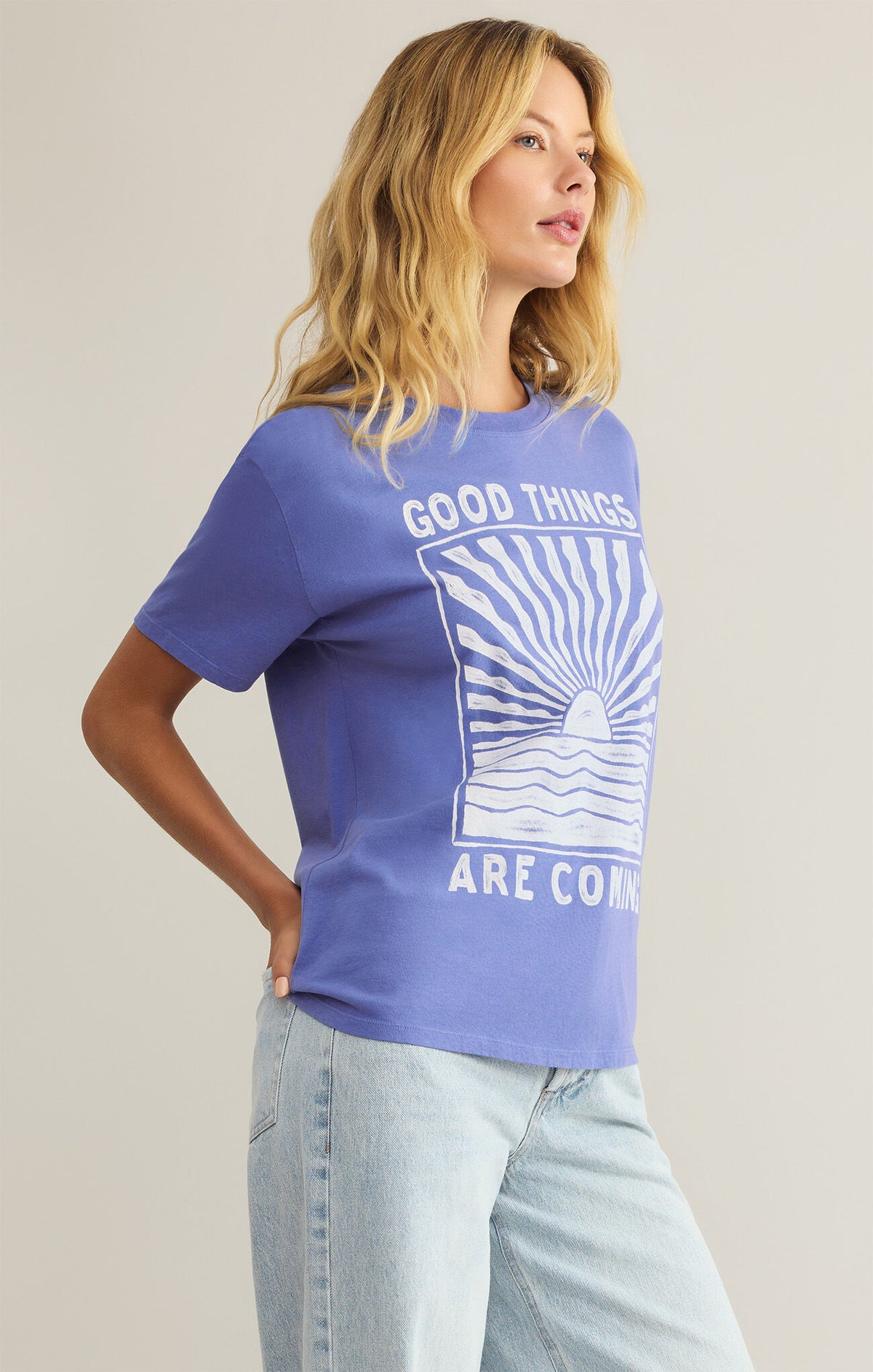 Z SUPPLY Good Things Boyfriend Tee in sky blue-side