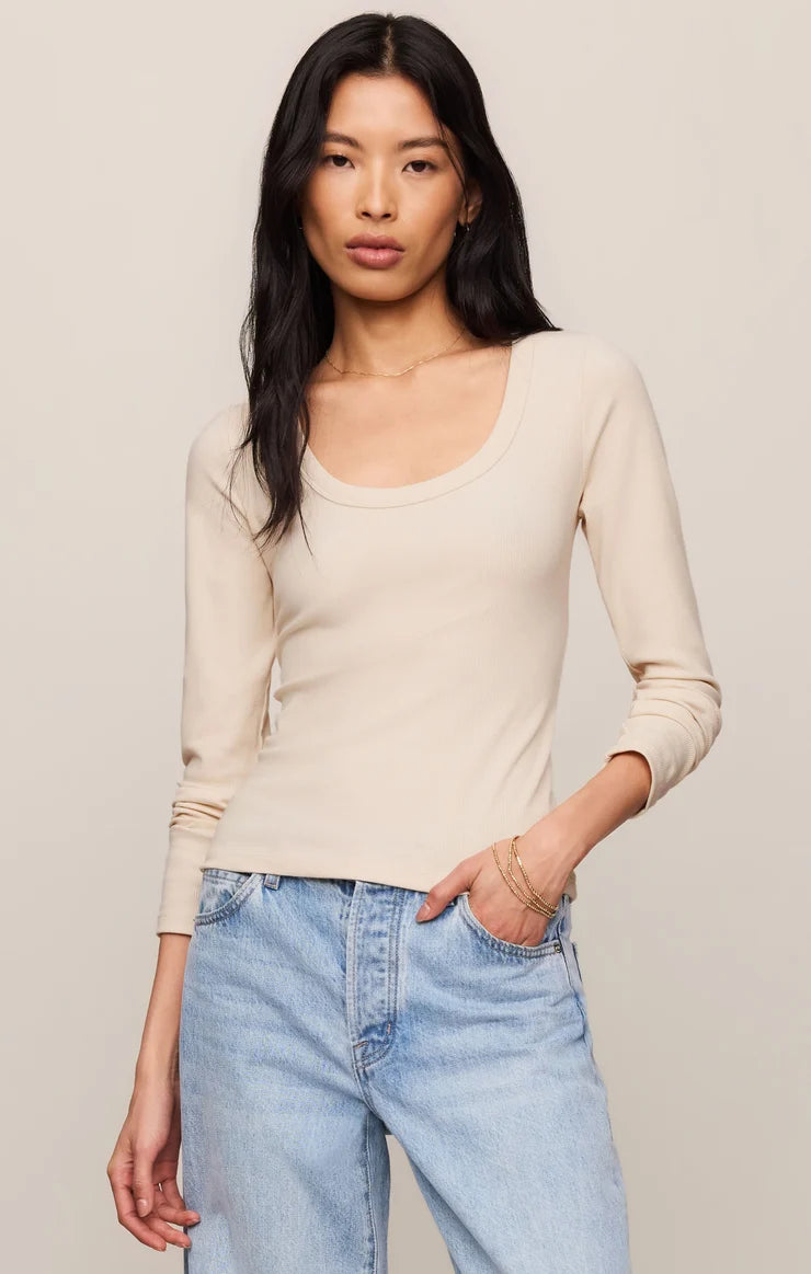 Z SUPPLY Greyson Scoop Long Sleeve Tee  chalk 
