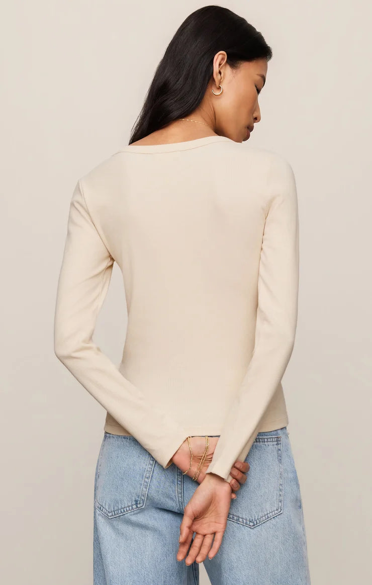 Z SUPPLY Greyson Scoop Long Sleeve Tee  chalk 